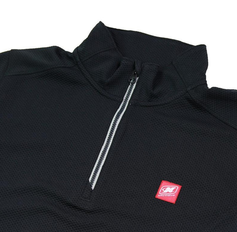 NAUTIQUE Ladies Textured 1/4 Zip Pullover - BLACK