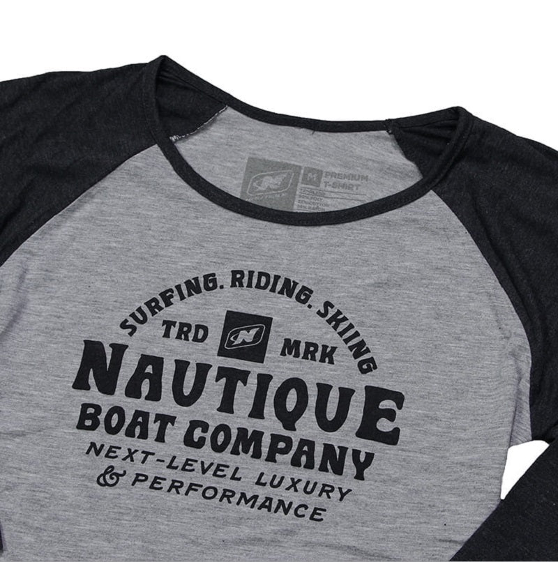 NAUTIQUE Women's Next Level Raglan Tee - GREY/BLACK