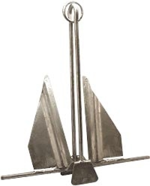 Kimpex 10lb Navy Anchor - Silver Cast Iron Boat Anchor For Small Vessels