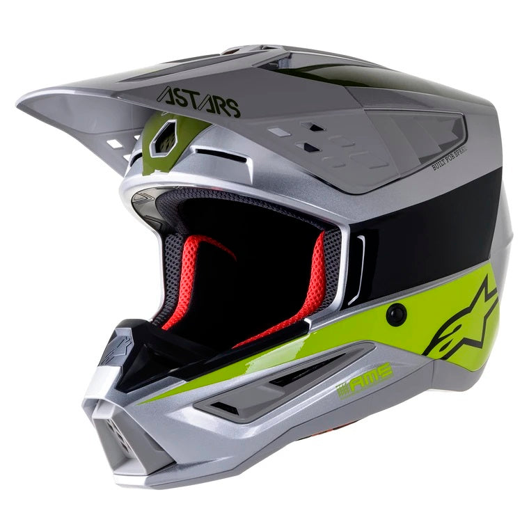 ALPINESTARS SM5 Beam Helmet - SILVER/YELLOW/MILITARY GREEN GLOSSY