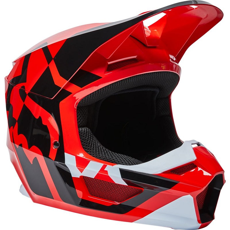 FOX Youth V1 Lux Helmet - FLO RED