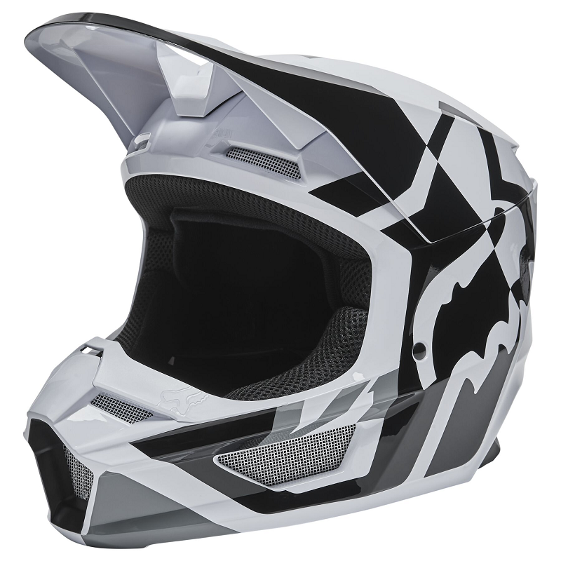 FOX Youth V1 Lux Helmet - BLACK AND WHITE