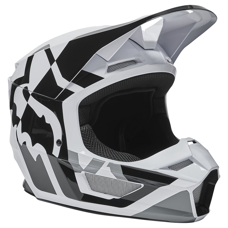 FOX Youth V1 Lux Helmet - BLACK AND WHITE