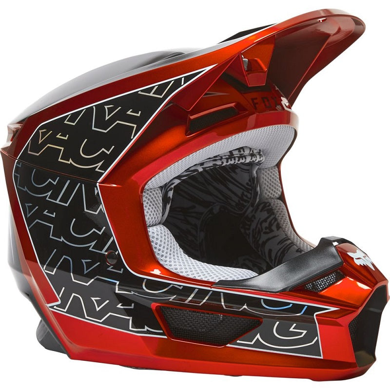 FOX Youth V1 Peril Helmet - FLO RED