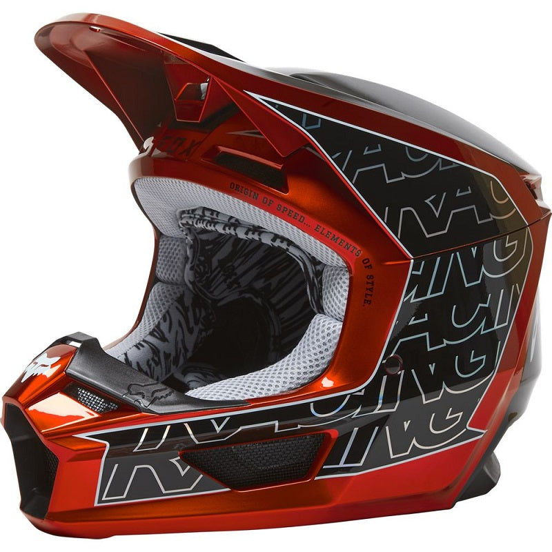 FOX Youth V1 Peril Helmet - FLO RED