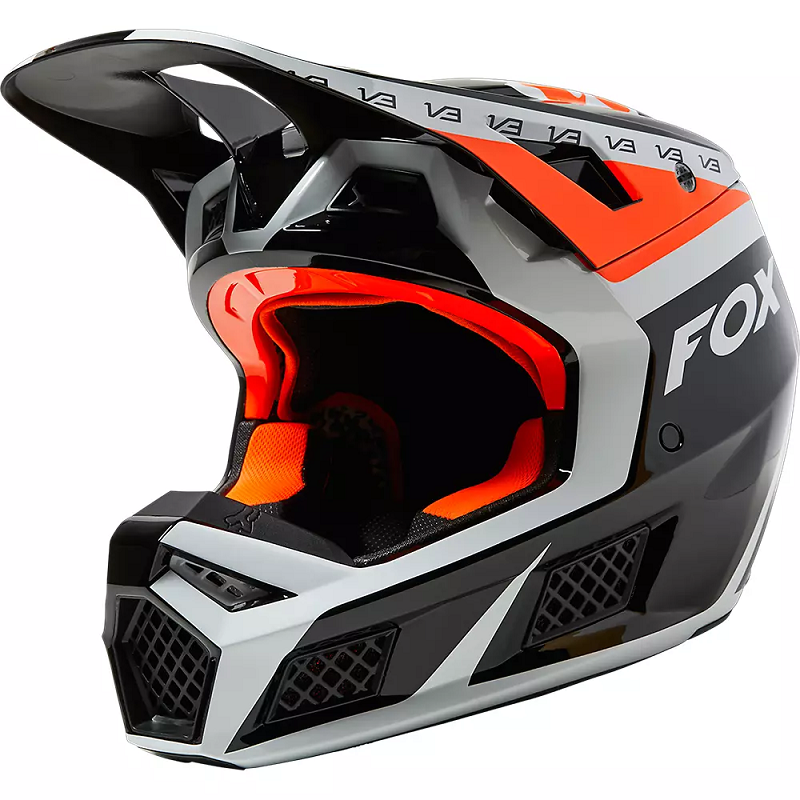 FOX V3 RS Dvide Helmet - BLACK/WHITE/ORANGE