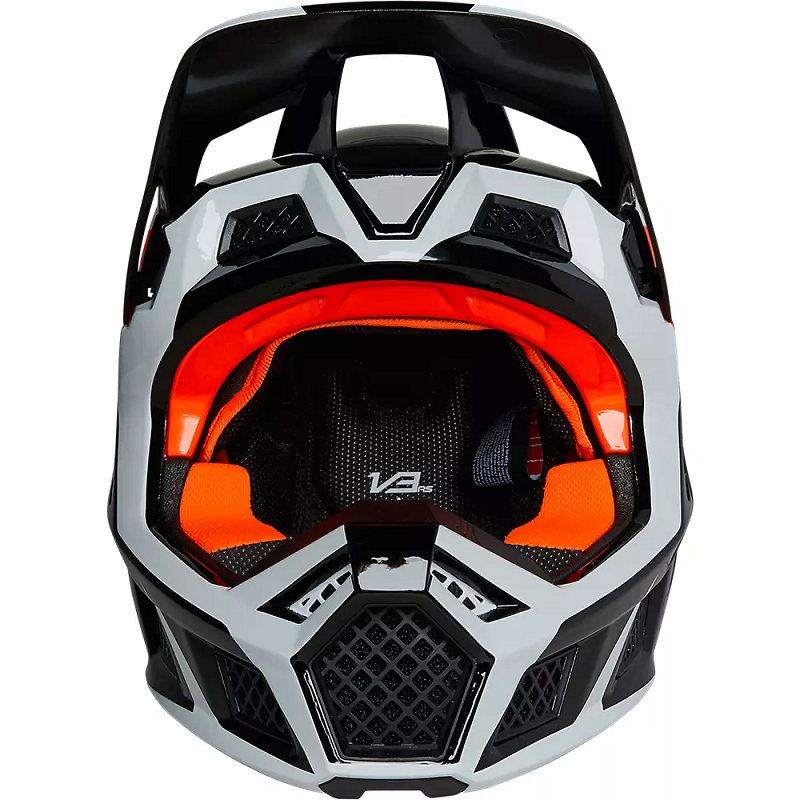 FOX V3 RS Dvide Helmet - BLACK/WHITE/ORANGE