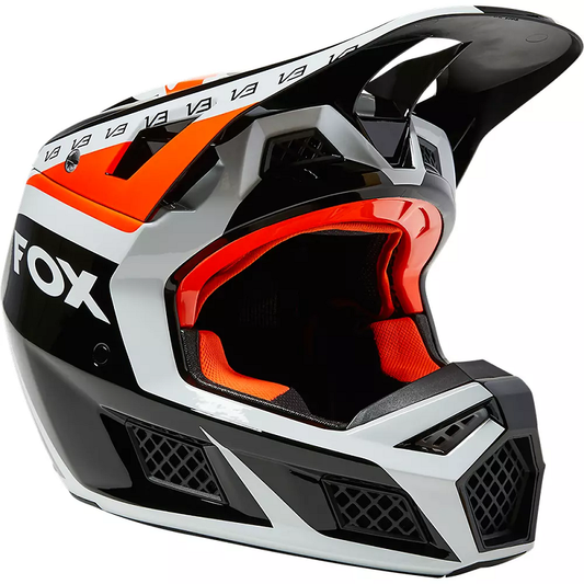 FOX V3 RS Dvide Helmet - BLACK/WHITE/ORANGE