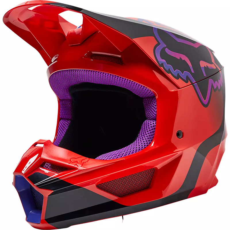 FOX Youth V1 Venz Helmet - FLO RED