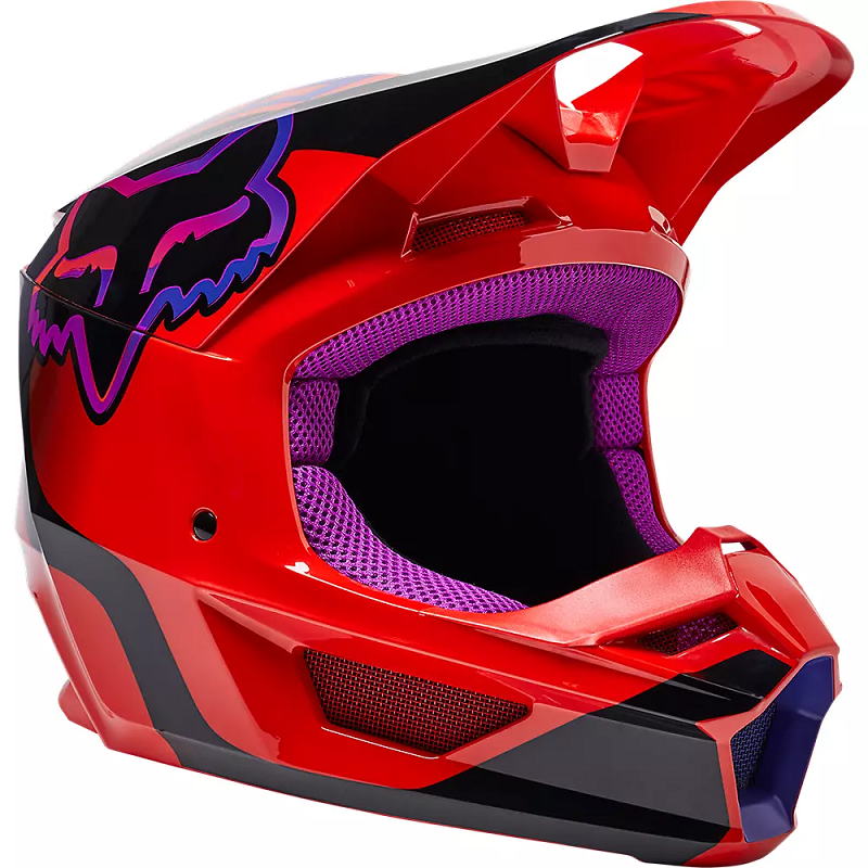 FOX Youth V1 Venz Helmet - FLO RED