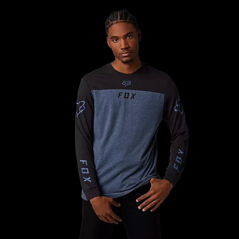 FOX Efekt Long Sleeve Tee - HEATHERED DEEP COBALT