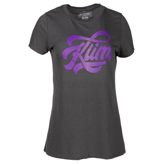 KLIM Script SS T-Shirt - CHARCOAL AND METALLIC PURPLE