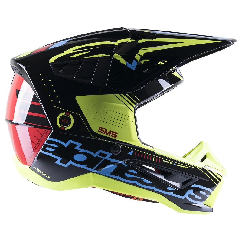 ALPINESTARS SM5 Action Helmet - BLACK, CYAN, AND FLO YELLOW