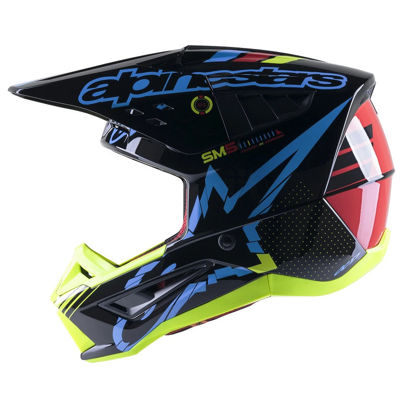 ALPINESTARS SM5 Action Helmet - BLACK, CYAN, AND FLO YELLOW