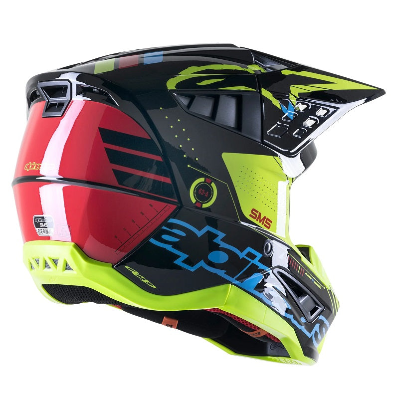 ALPINESTARS SM5 Action Helmet - BLACK, CYAN, AND FLO YELLOW