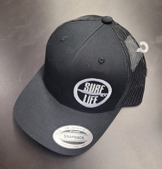 RACKANIZE Surf Life Snap Back Hat - BLACK